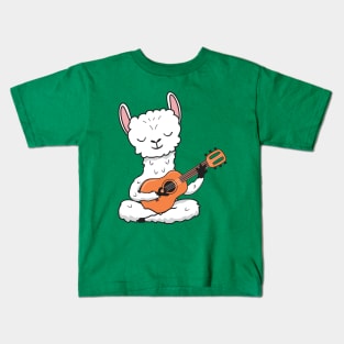 llama playing guitar Kids T-Shirt